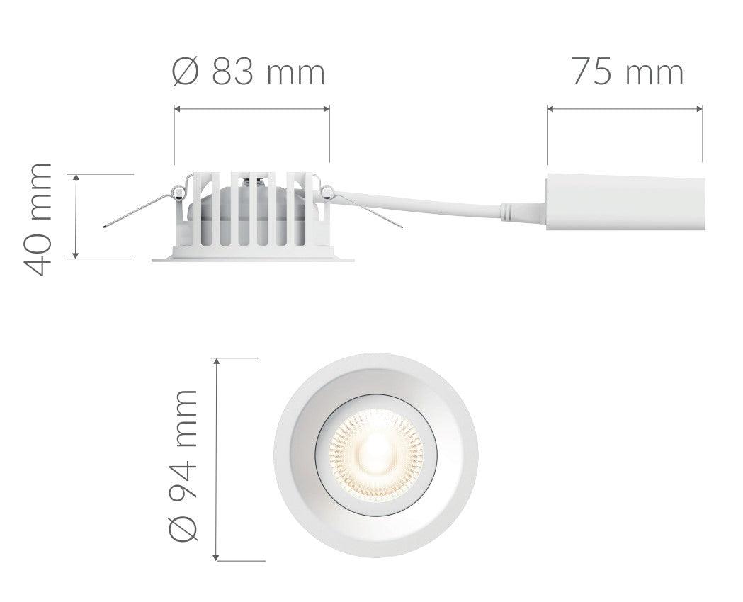 Alasvalo Plejd DWN-01, 8W, IP44, 2200-4000K, Ø94*40mm, valkoinen, 6-pack