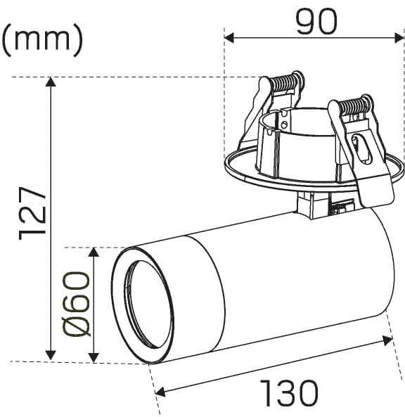 Kohdevalaisin Hidealite Optic Spot XS, 9,7W, 750-770lm, 2700/3000K, valkoinen