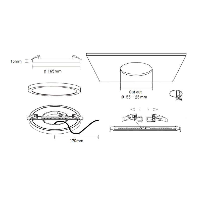 Alasvalo Elife Lantti, 12W, 970/1080lm, IP20, Ø165*15mm
