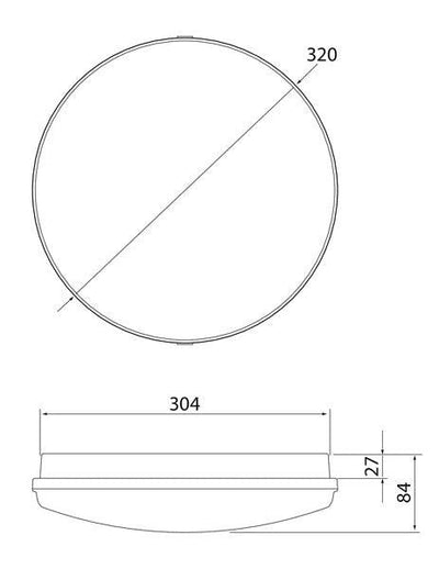Tunnistinvalaisin Airam Lumi Duo 320, 17W, 1500lm, 830/840, Ø320mm, IP44
