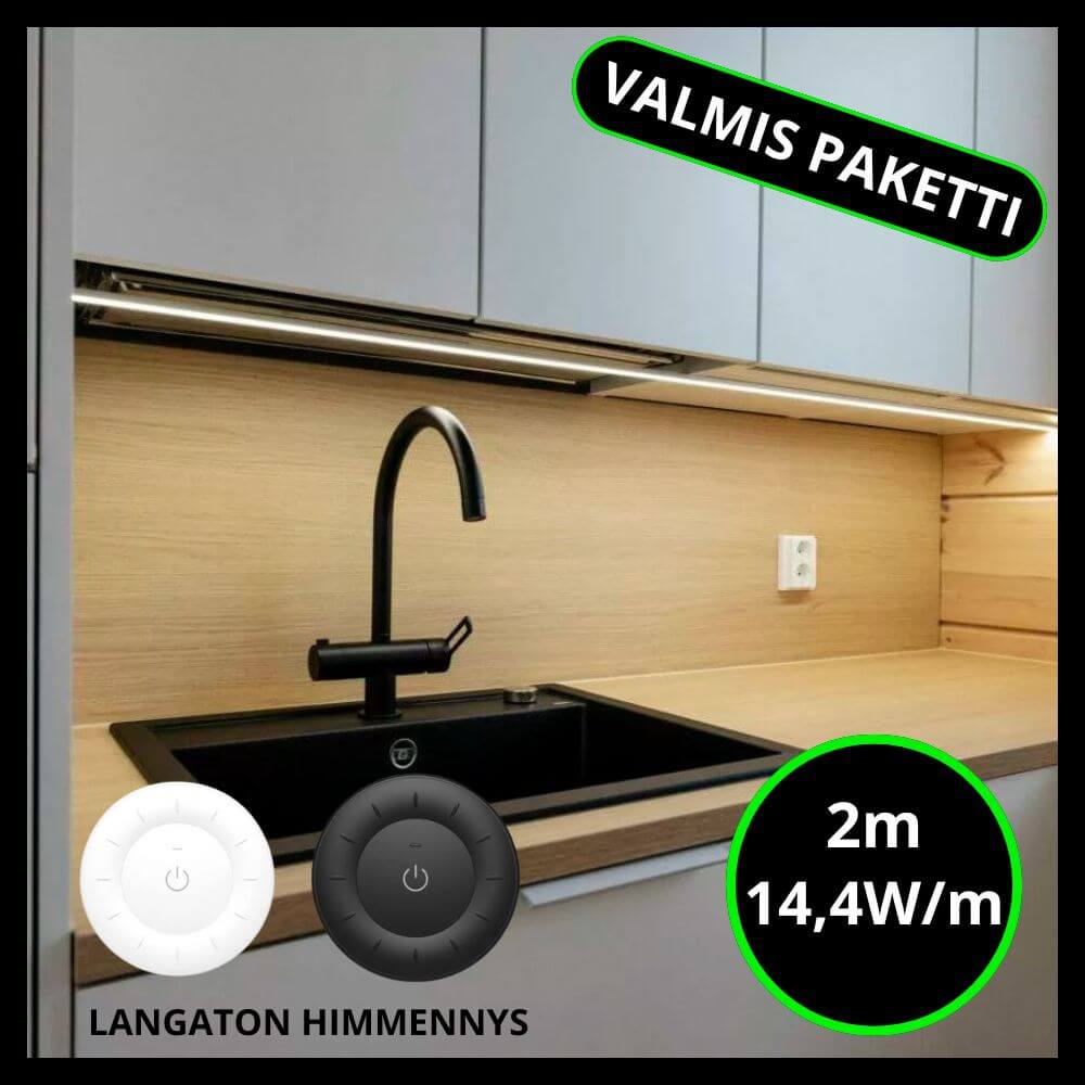 Led-nauhasetti, 2m, 14.4W/m, 24V, langattomalla himmentimellä