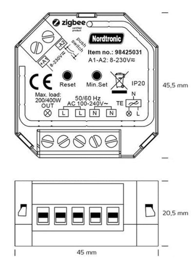 Valonsäädin Nordtronic Box Dimmer Zigbee